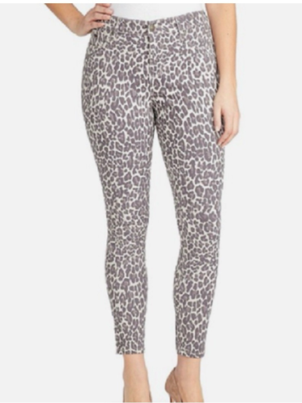 Nine West Women's Leopard Print Gramercy Ankle Jeans size 10
